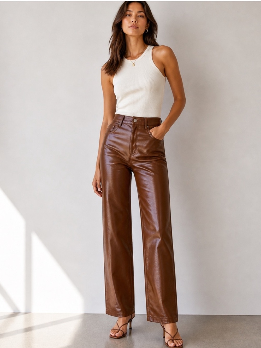 Aritzia Wilfred Brown Faux Leather Pants